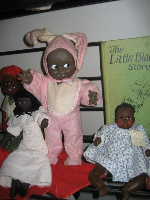 Kewpee collectible dolls and vintage Little Black Sambo book