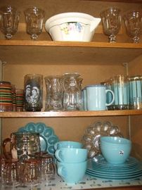Turquoise kitchenware and glassware