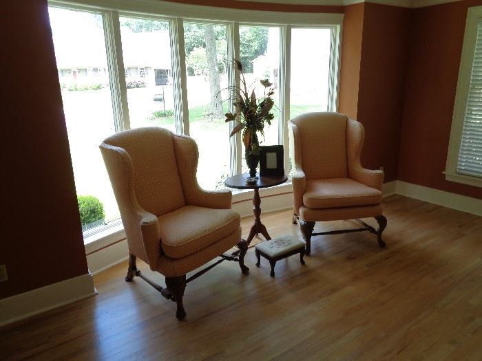 Great Pair of Wing Back Chairs