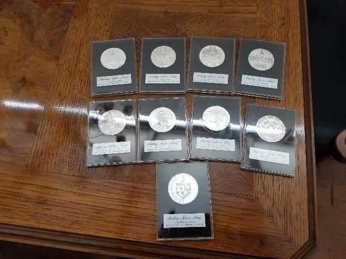 Sterling proof set - commemorative tokens - Jewish Holidays.  One ounce each - sold as a set
