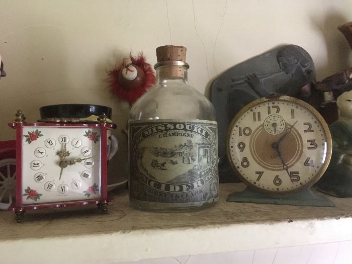 Vintage Clocks/Old Bottles