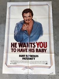 Paternity ,Burt Reynolds...1 of the 36 Vintage Posters Available at this sale!! They are from the Victoria Theater on Caroline Street in Fredericksburg,Va. They were mailed to the theater ,to be displayed in the marquee. They were usually thrown away ,but a family member worked there & saved them!