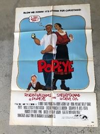 Popeye...1 of the 36 Vintage Posters Available at this sale!! They are from the Victoria Theater on Caroline Street in Fredericksburg,Va. They were mailed to the theater ,to be displayed in the marquee. They were usually thrown away ,but a family member worked there & saved them!