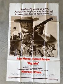 Big Jake(John Wayne)1 of the 36 Vintage Posters Available at this sale!! They are from the Victoria Theater on Caroline Street in Fredericksburg,Va. They were mailed to the theater ,to be displayed in the marquee. They were usually thrown away ,but a family member worked there & saved them!