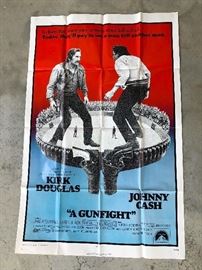 A Gunfight( Kirk Douglas/Johnny Cash...1 of the 36 Vintage Posters Available at this sale!! They are from the Victoria Theater on Caroline Street in Fredericksburg,Va. They were mailed to the theater ,to be displayed in the marquee. They were usually thrown away ,but a family member worked there & saved them!