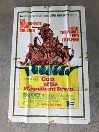 Guns of the Magnificent Seven...1 of the 36 Vintage Posters Available at this sale!! They are from the Victoria Theater on Caroline Street in Fredericksburg,Va. They were mailed to the theater ,to be displayed in the marquee. They were usually thrown away ,but a family member worked there & saved them!