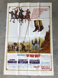 The Way West...1 of the 36 Vintage Posters Available at this sale!! They are from the Victoria Theater on Caroline Street in Fredericksburg,Va. They were mailed to the theater ,to be displayed in the marquee. They were usually thrown away ,but a family member worked there & saved them!