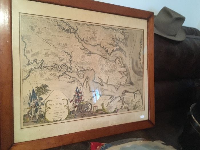 Early Framed Print of Map of Virginia