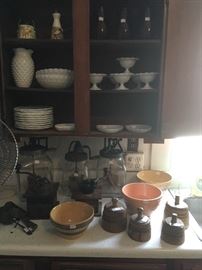 Assorted Antique & Vintage Kitchen Items, Butter Churn's, Crock Bowls, Milk Glass, Butter Mold's,etc..