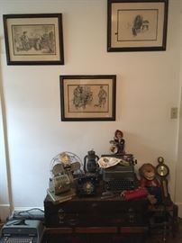 Antique Prints,Vintage Typewriters, Antique Fan, Antique Phone, Antique Trunk,etc...