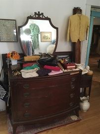 Antique Dresser with Mirror, Bed, night stand, Vintage Purses,etc...