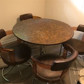 Mid Century table/chairs chrome/lucite