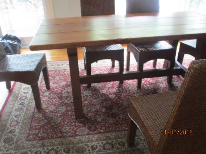 Harvest style table with 6 chairs