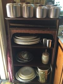 Cool little shelf and Vintage canisters