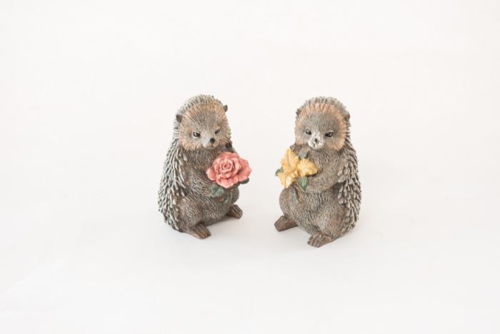 Pair Of Hedgehog Figurines 