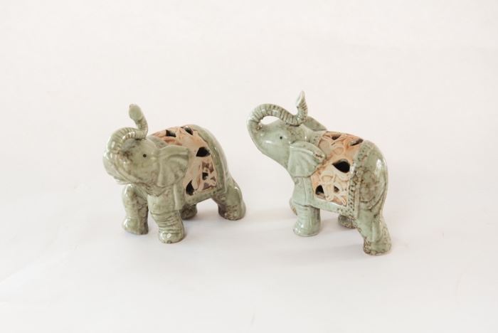 Pair Of Elephant Figurines 