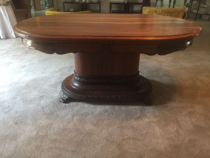 1920’s Solid Wood Hand Carved Pedestal Table