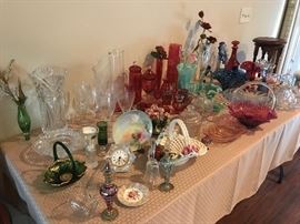 Fenton, Cranberry Glass, Capo Di Monte, Glass Eye Art Glass, Porcelains, Lenox, etc.