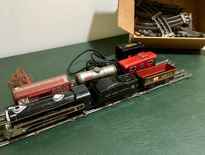 Antique tin train set 