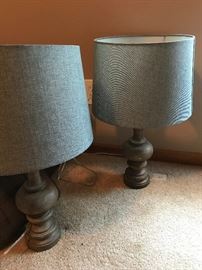 PAIR OF TABLE LAMPS WITH GRAY SHADES 