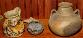 STUDIO POTTERY + A GEODE 