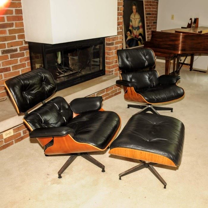 2] EAMES LOUNGERS 670 & [1] OTTOMAN 671