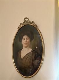 Antique Curved Glass Framed Photo