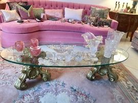 Vintage Oval Glass Coffee Table