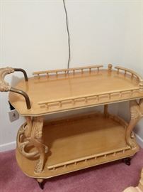 Light wood serving cart
