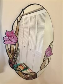 Stained Glass Deco Oval Mirror