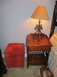 STOOL, SIDE TABLE, LAMP