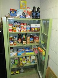 METAL CABINET, PANTRY ITEMS