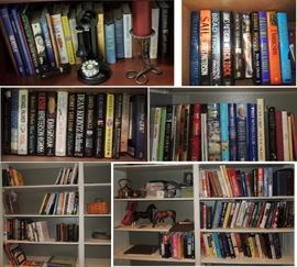 Books, Candlestick phone, candles, tea sets, Beyers horses