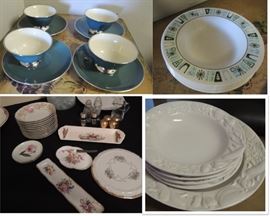 English, German and Italian dishes and china