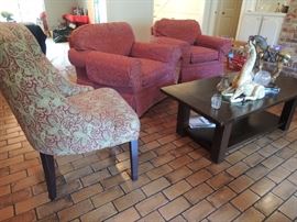 Henredon chairs. Rustic coffee table