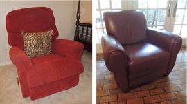 recliner set - red. Leather recliner