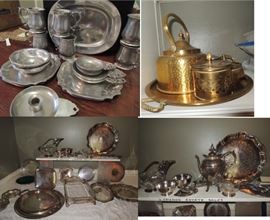 Silver Pewter and brass