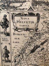 Antique Map of Switzerland, Helvetia. "Nova Helvetia Tabvla"