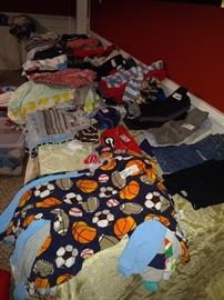 Most of the clothes are from newborn to around 3t or 4t.  They'll be cheaper than Goodwill!!  