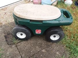 Garden tool cart and stool