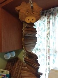 Wooden pig hanging