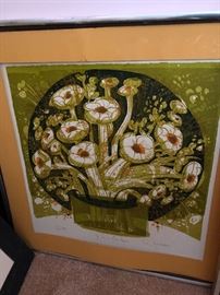 Vintage limited edition hand pulled  Serigraph   by David Weidman. Flower Fantasies