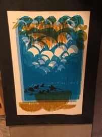 Hand pulled vintage mid century modern Serigraph. David 
Weidman. “Waterscape”