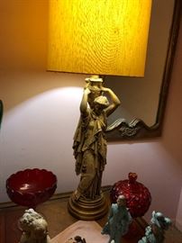 Large Chalkware figural lamp