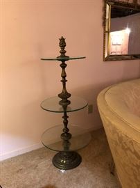 Vintage Metal and Glass Dumb Waiter