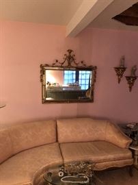 Brass and Gesso Gilt Mirror