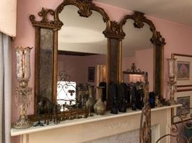 large 1950's gilt mantle mirror