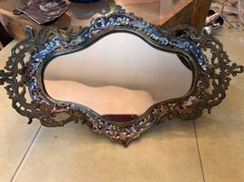 Antique Italian Brass and Cliosonee Dresser Tray