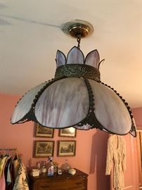 Antique slag glass paneled light fixture