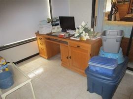 Office desk and supplies--solid pine...no cheese board